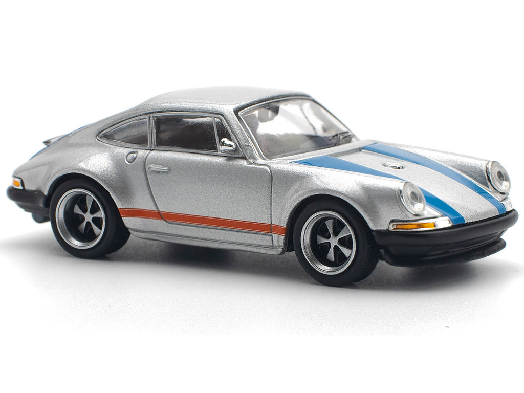 Singer 964 Silver Metallic with Blue and Red Stripes 1/64 Diecast Model Car by Pop Race - image 4