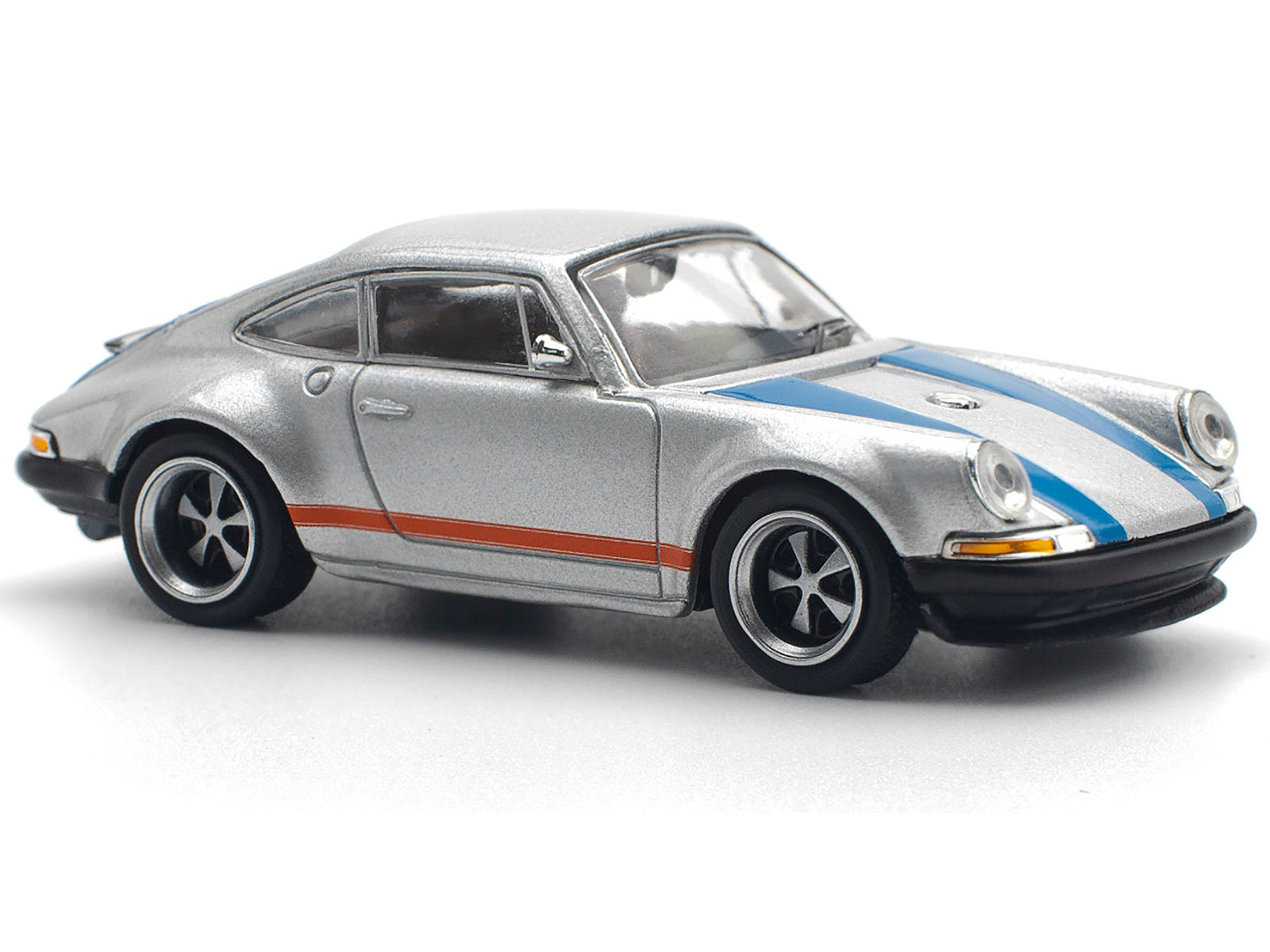 Singer 964 Silver Metallic with Blue and Red Stripes 1/64 Diecast Model Car by Pop Race - image 4
