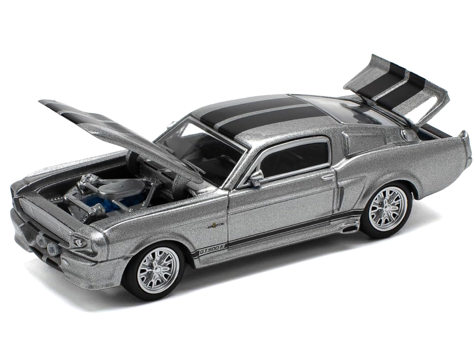 Shelby Mustang GT500 Gray Metallic with Black Stripes 1/64 Diecast Model Car by Pop Race - image 2