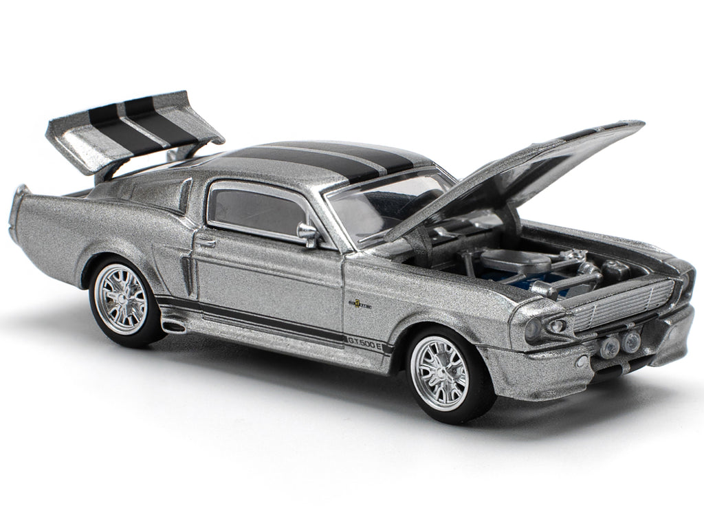 Shelby Mustang GT500 Gray Metallic with Black Stripes 1/64 Diecast Model Car by Pop Race - image 4
