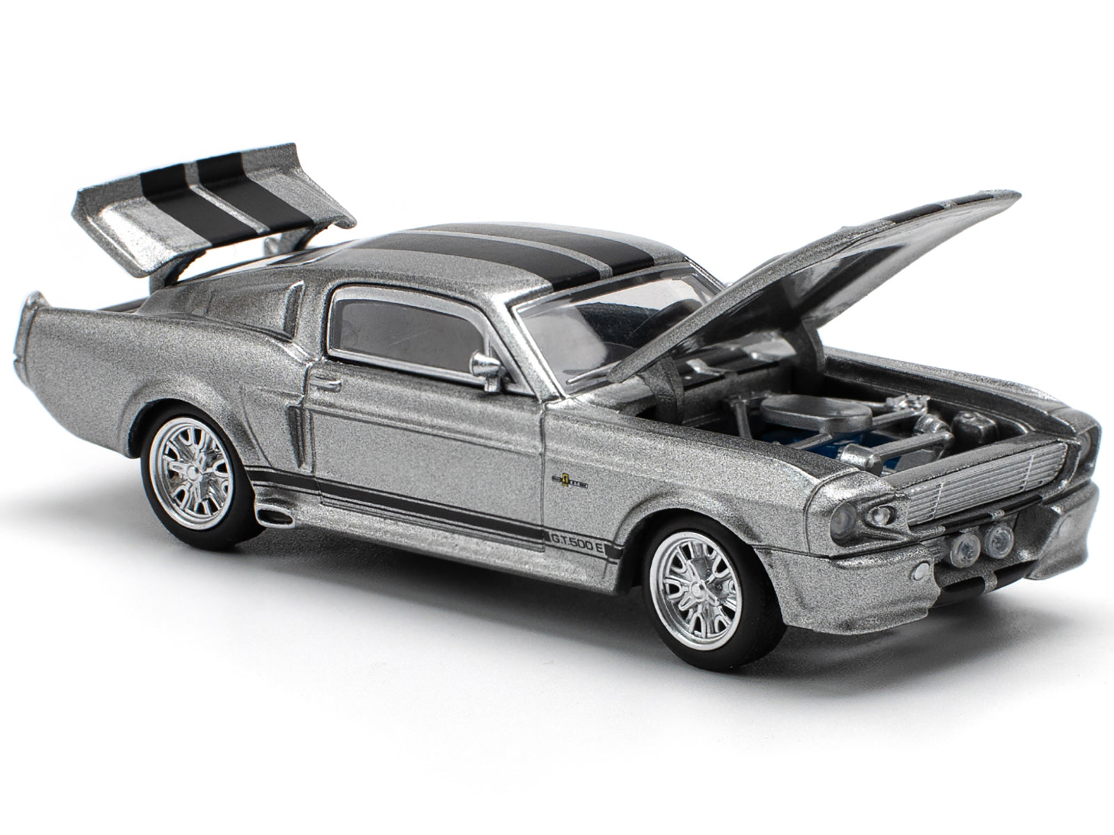 Shelby Mustang GT500 Gray Metallic with Black Stripes 1/64 Diecast Model Car by Pop Race - image 4
