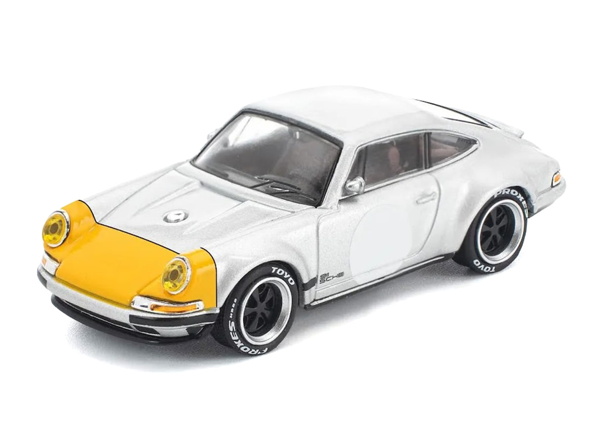 Singer 964 Silver Metallic with Yellow Front 1/64 Diecast Model Car by Pop Race - image 2