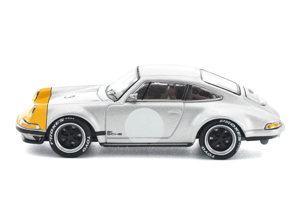 Singer 964 Silver Metallic with Yellow Front 1/64 Diecast Model Car by Pop Race - image 3