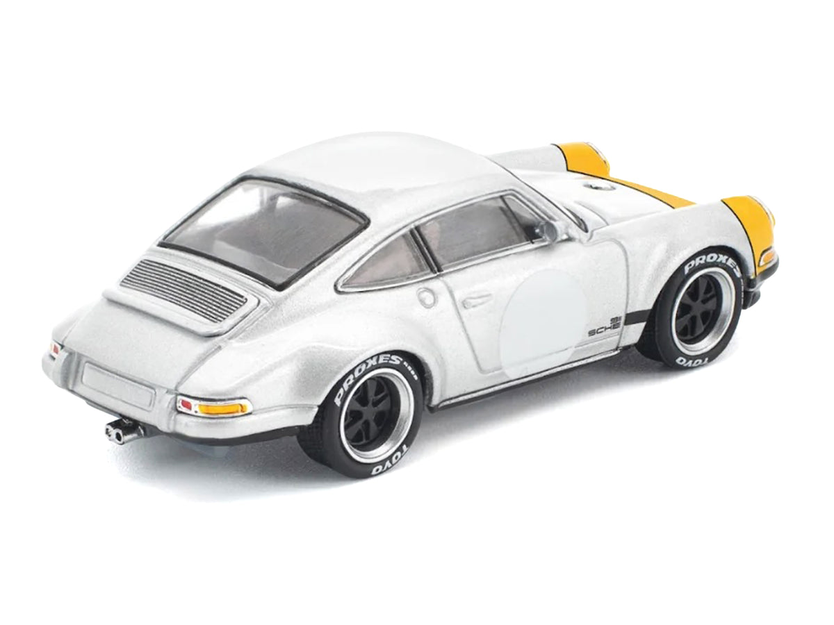 Singer 964 Silver Metallic with Yellow Front 1/64 Diecast Model Car by Pop Race - image 5