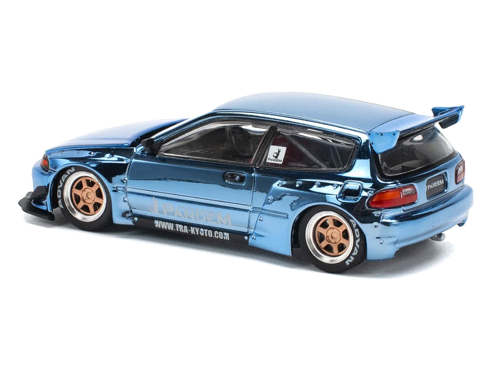 Pandem Civic EG6 RHD (Right Hand Drive) Blue Chrome 1/64 Diecast Model Car by Pop Race - image 5