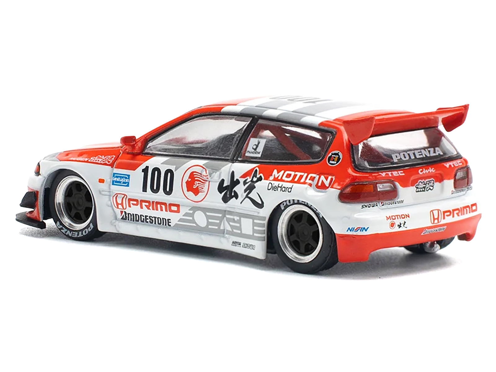 Pandem Civic EG6 V1.5 RHD (Right Hand Drive) #100 "Idemitsu Motion Infinite" White and Red with Graphics 1/64 Diecast Model Car by Pop Race - image 4