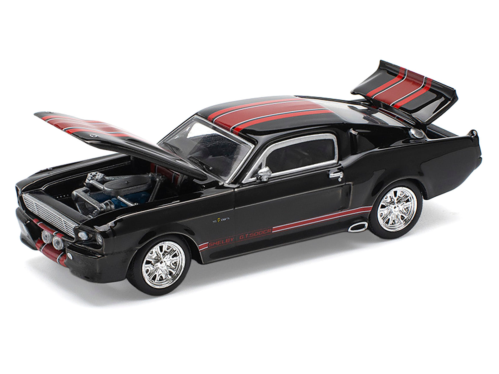 Shelby Mustang GT500 Dark Chrome with Red Stripes 1/64 Diecast Model Car by Pop Race - image 2