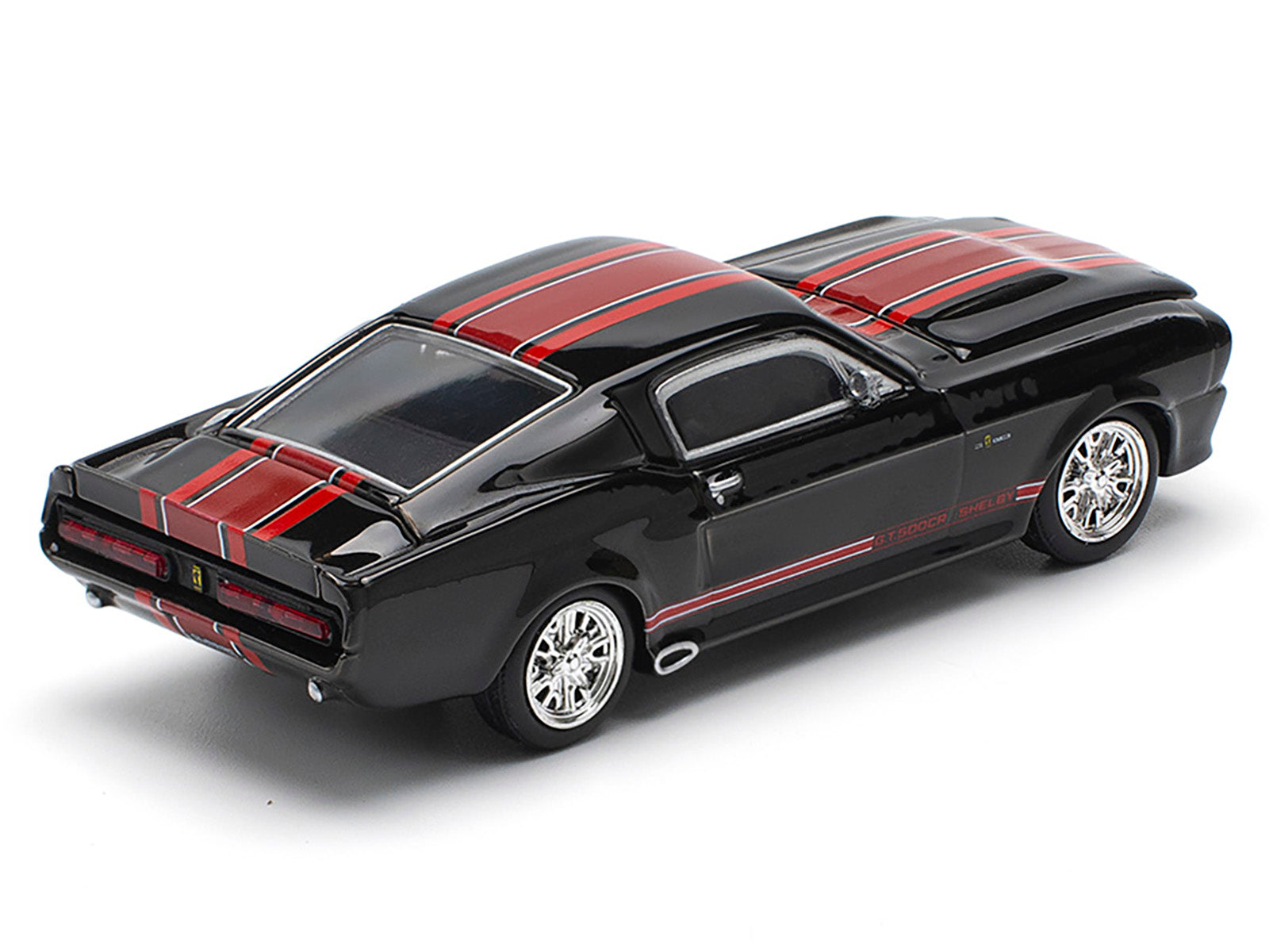 Shelby Mustang GT500 Dark Chrome with Red Stripes 1/64 Diecast Model Car by Pop Race - image 4