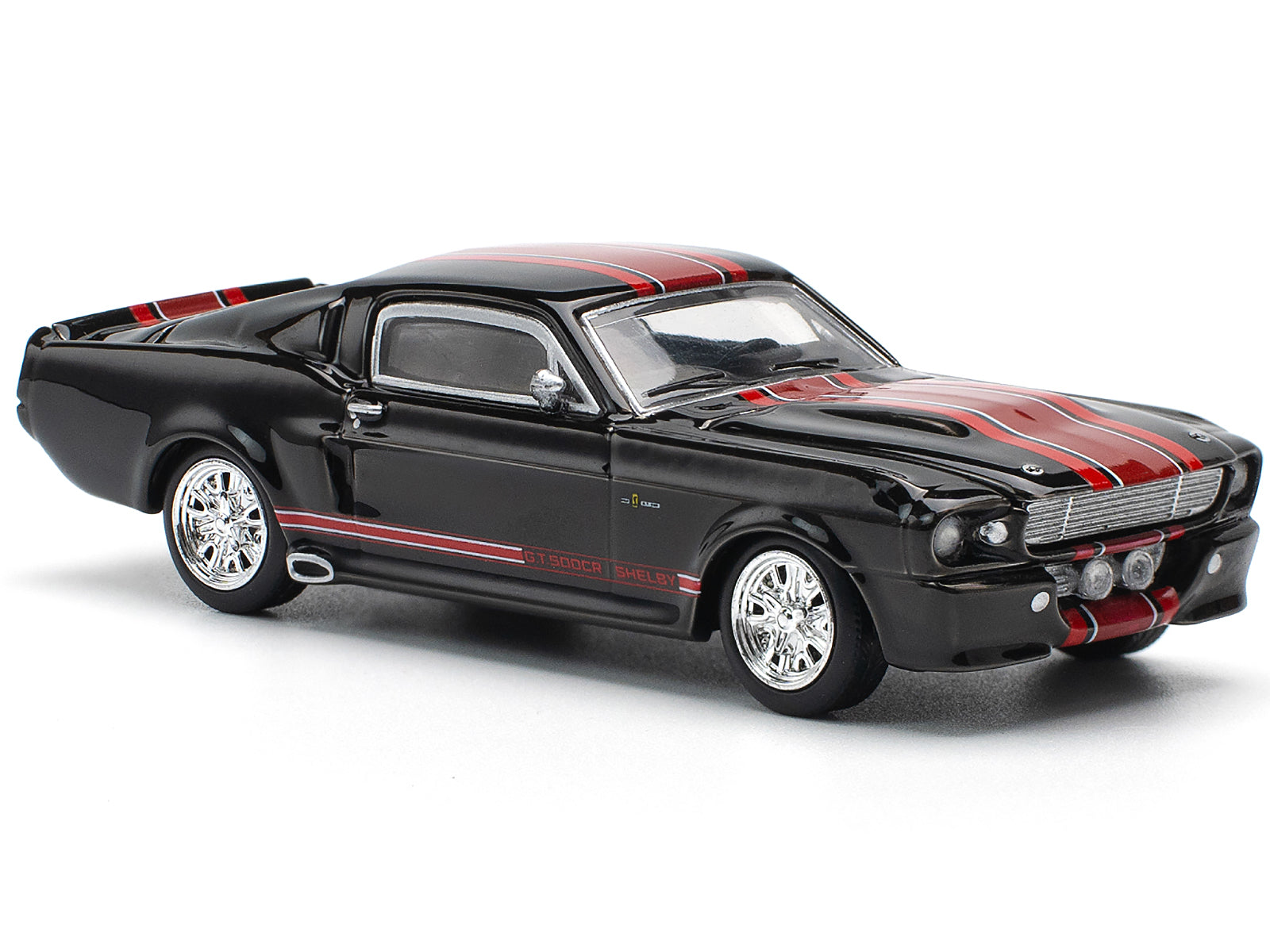 Shelby Mustang GT500 Dark Chrome with Red Stripes 1/64 Diecast Model Car by Pop Race - image 5