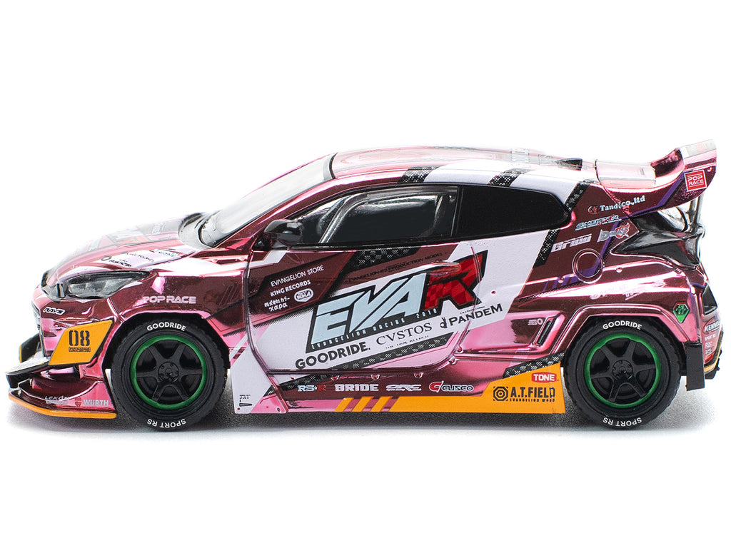 Toyota Goodride GR Yaris RHD (Right Hand Drive) "EVA RT Production Model-08" Pink Metallic with Graphics 1/64 Diecast Model Car by Pop Race - image 2