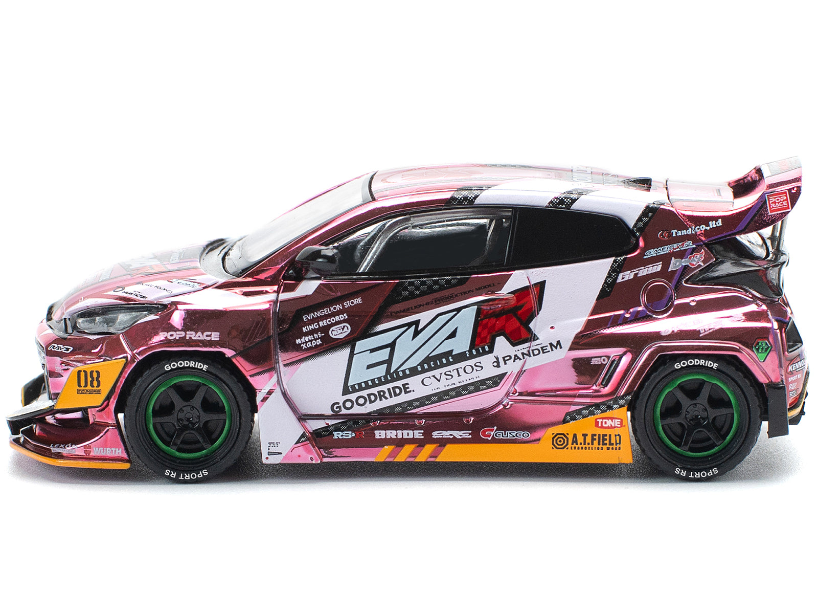 Toyota Goodride GR Yaris RHD (Right Hand Drive) "EVA RT Production Model-08" Pink Metallic with Graphics 1/64 Diecast Model Car by Pop Race - image 2