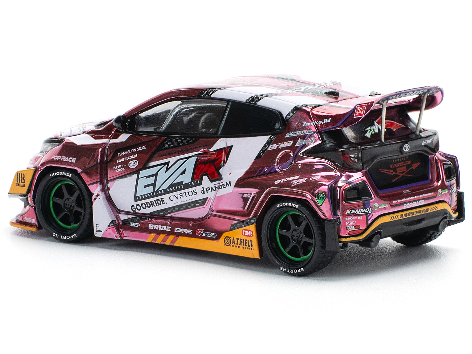 Toyota Goodride GR Yaris RHD (Right Hand Drive) "EVA RT Production Model-08" Pink Metallic with Graphics 1/64 Diecast Model Car by Pop Race - image 5