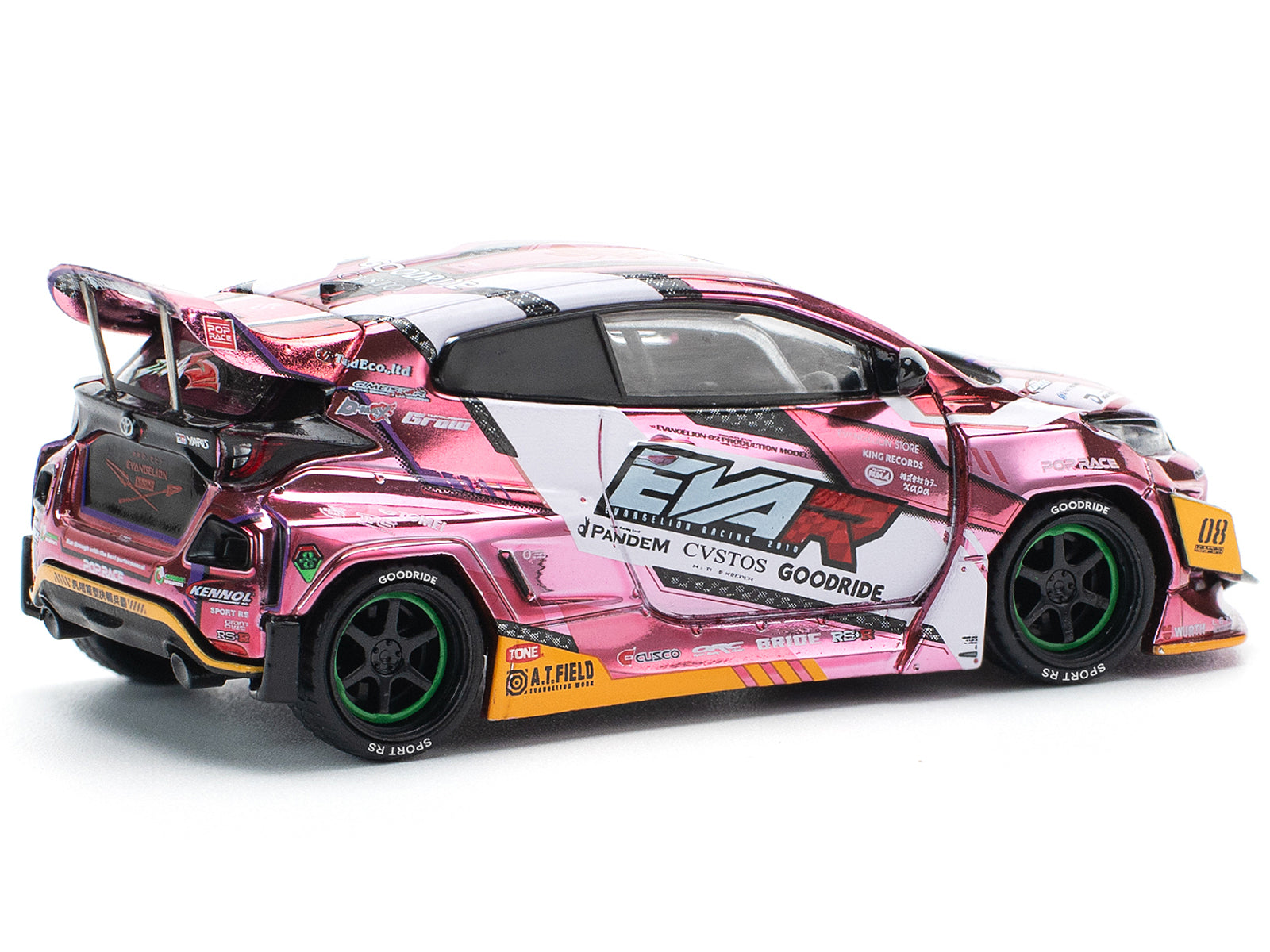 Toyota Goodride GR Yaris RHD (Right Hand Drive) "EVA RT Production Model-08" Pink Metallic with Graphics 1/64 Diecast Model Car by Pop Race - image 4