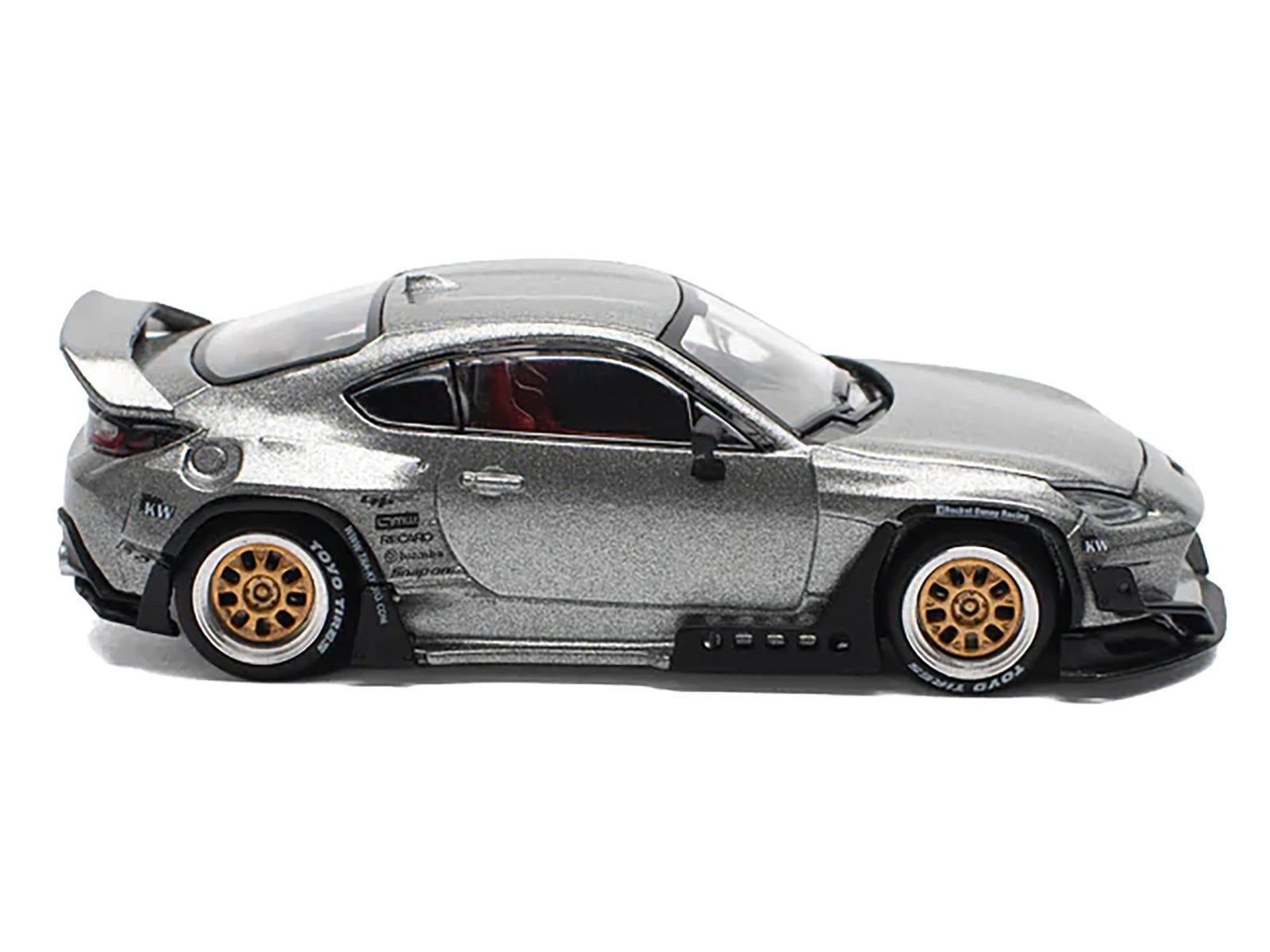Toyota Pandem GR86 Silver Metallic 1/64 Diecast Model Car by Pop Race - image 3