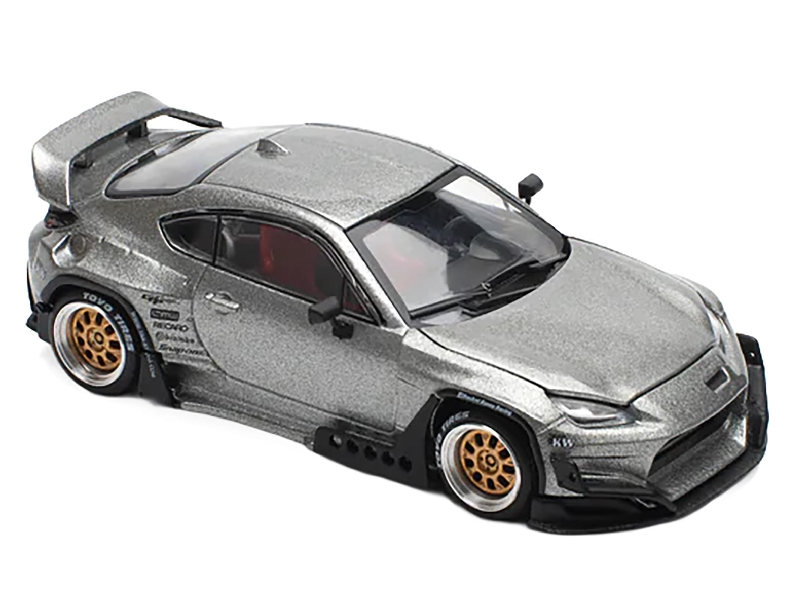 Toyota Pandem GR86 Silver Metallic 1/64 Diecast Model Car by Pop Race - image 4