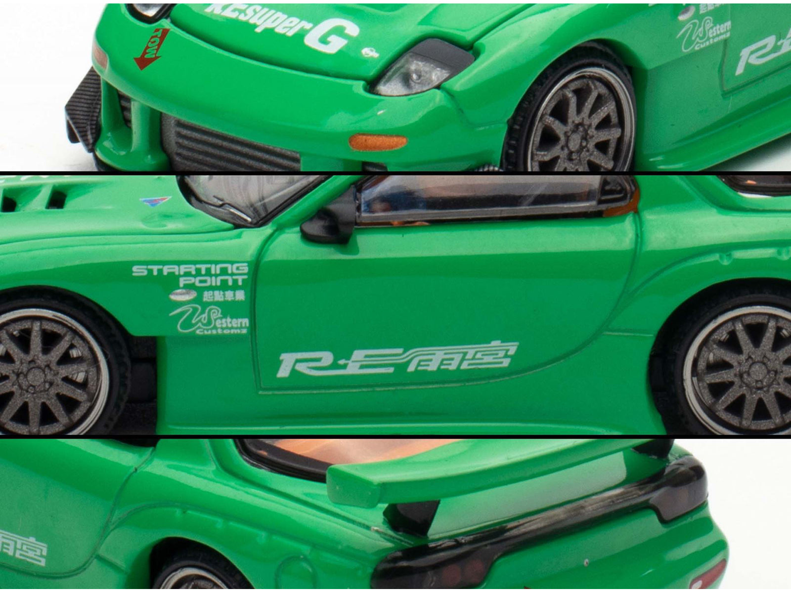 Mazda RX7 "RE Amemiya" Widebody RHD (Right Hand Drive) Green 1/64 Diecast Model Car by Pop Race - image 4