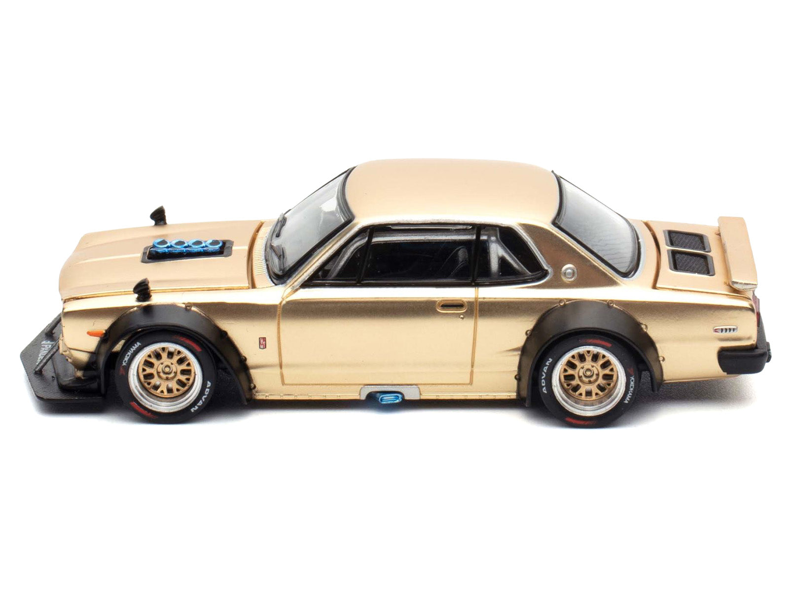 Skyline GT-R V8 Drift "Hakosuka" RHD (Right Hand Drive) Gold Metallic 1/64 Diecast Model Car by Pop Race - image 3