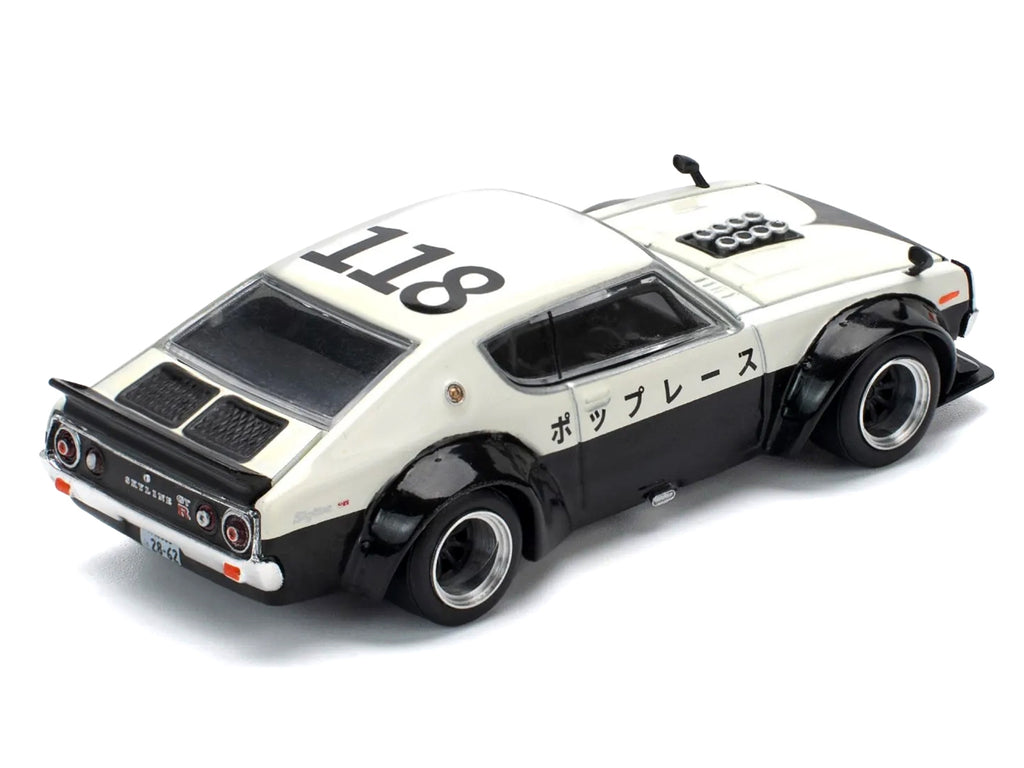 Skyline KPGC110 "Kenmeri" RHD (Right Hand Drive) "Japan National Police Agency Livery" Black and White 1/64 Diecast Model Car by Pop Race - image 5