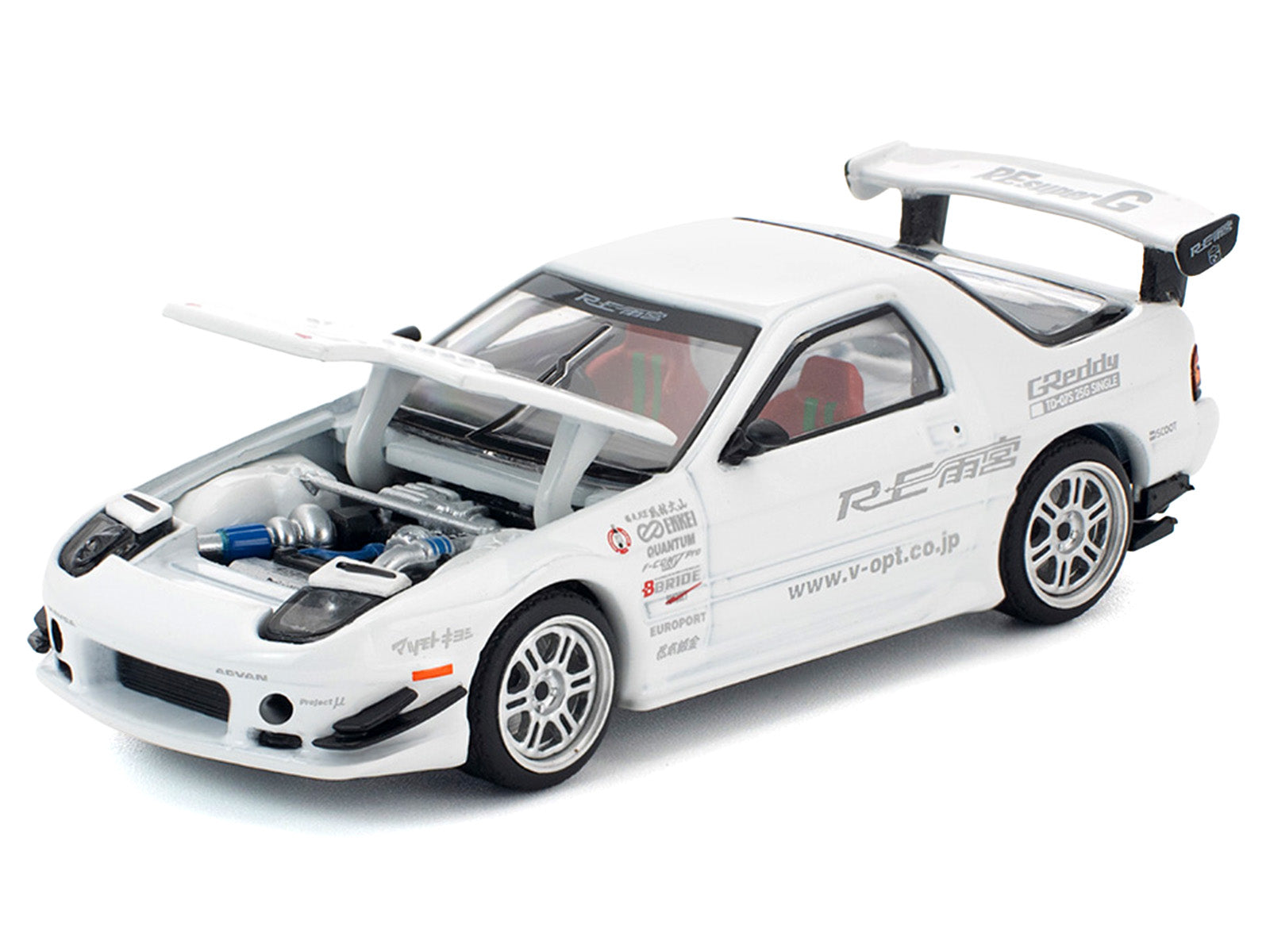 Mazda RX7 (FC3S) RE Amemiya RHD (Right Hand Drive) White 1/64 Diecast Model Car by Pop Race - image 2