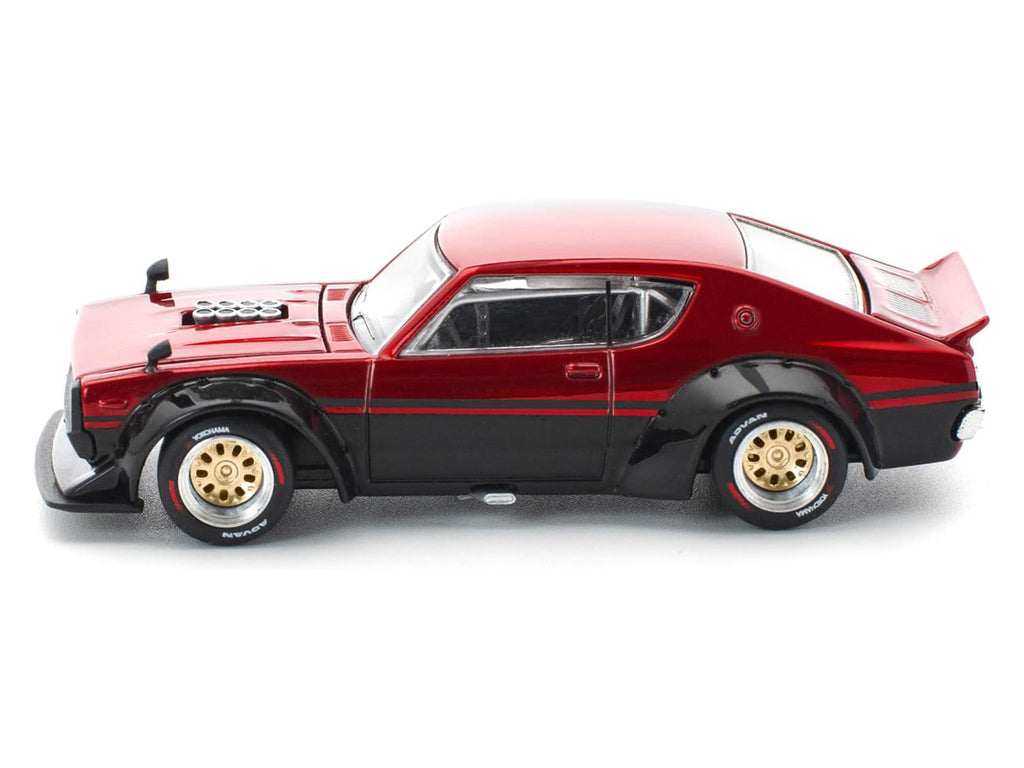 Skyline KPGC110 "Kenmeri" RHD (Right Hand Drive) Red Metallic and Black 1/64 Diecast Model Car by Pop Race