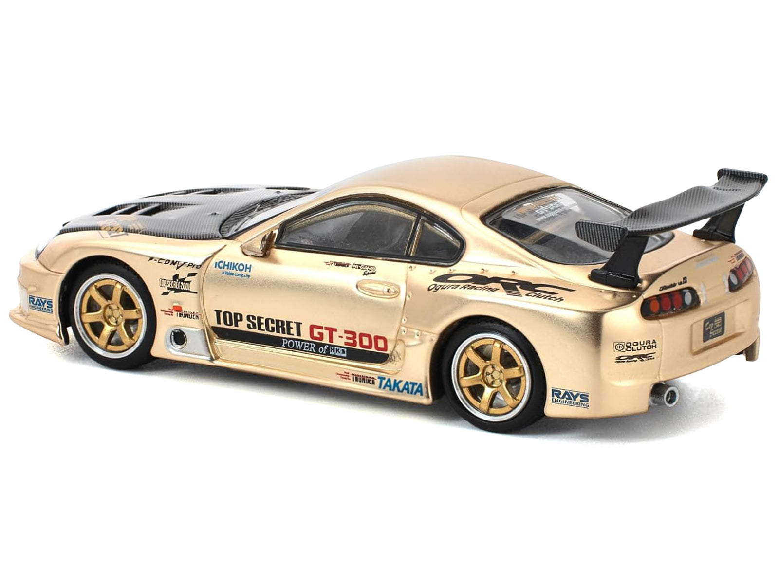 Toyota Supra "Top Secret" GT300 RHD (Right Hand Drive) Gold Metallic with Carbon Hood 1/64 Diecast Model Car by Pop Race - image 4