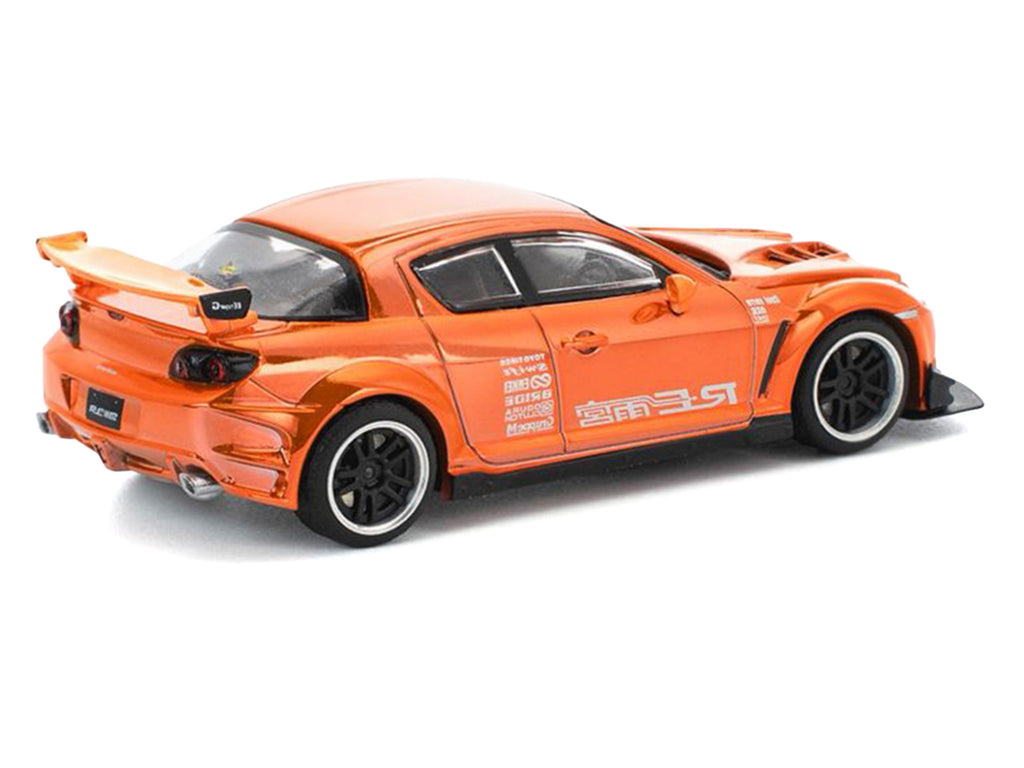 Mazda RX8 RE-Amemiya Widebody RHD (Right Hand Drive) Orange Chrome 1/64 Diecast Model Car by Pop Race