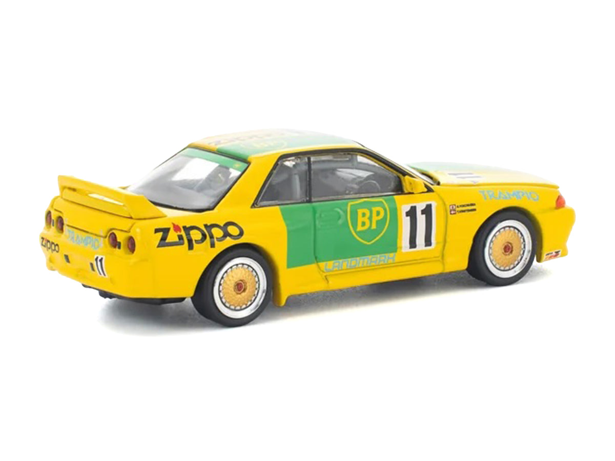 Skyline GT-R R32 RHD (Right Hand Drive) #11 Yellow with Green Graphics "Group A" (1993) 1/64 Diecast Model Car by Pop Race - image 4