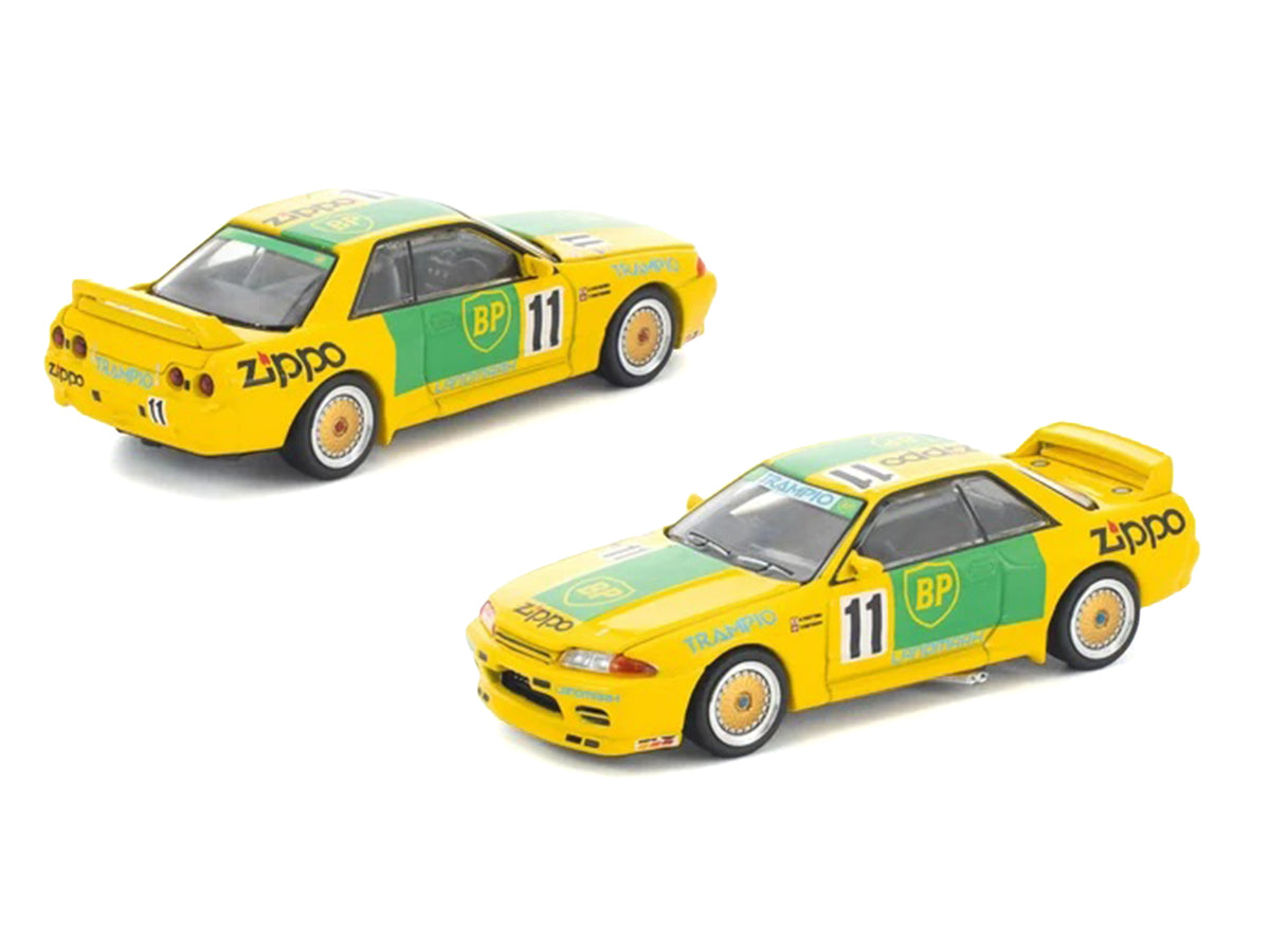 Skyline GT-R R32 RHD (Right Hand Drive) #11 Yellow with Green Graphics "Group A" (1993) 1/64 Diecast Model Car by Pop Race - image 5