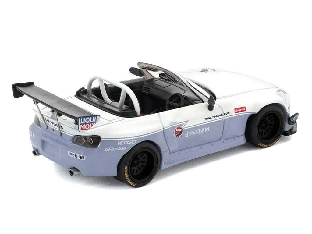 Honda Pandem S2000 RHD (Right Hand Drive) White and Blue Gray 1/64 Diecast Model Car by Pop Race