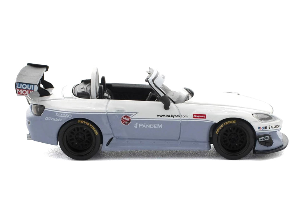 Honda Pandem S2000 RHD (Right Hand Drive) White and Blue Gray 1/64 Diecast Model Car by Pop Race