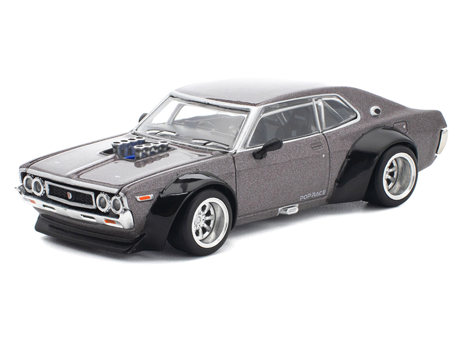 Datsun Laurel C130 RHD (Right Hand Drive) Gray Metallic 1/64 Diecast Model Car by Pop Race - image 2