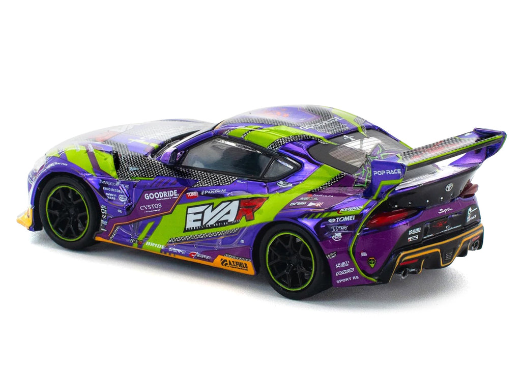 Toyota Pandem GR Supra RHD (Right Hand Drive) "EVA RT Test Type-01 GoodRide" Purple Metallic with Graphics 1/64 Diecast Model Car by Pop Race - image 4
