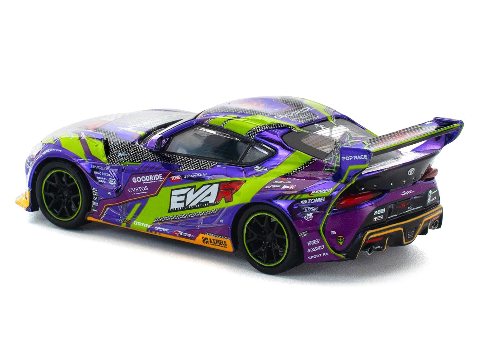 Toyota Pandem GR Supra RHD (Right Hand Drive) "EVA RT Test Type-01 GoodRide" Purple Metallic with Graphics 1/64 Diecast Model Car by Pop Race - image 4