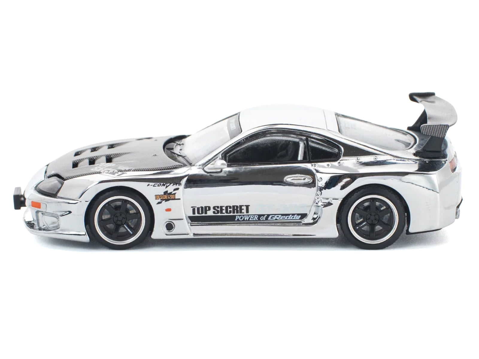 Toyota Supra "Top Secret" GT300 RHD (Right Hand Drive) Silver Chrome 1/64 Diecast Model Car by Pop Race - image 3