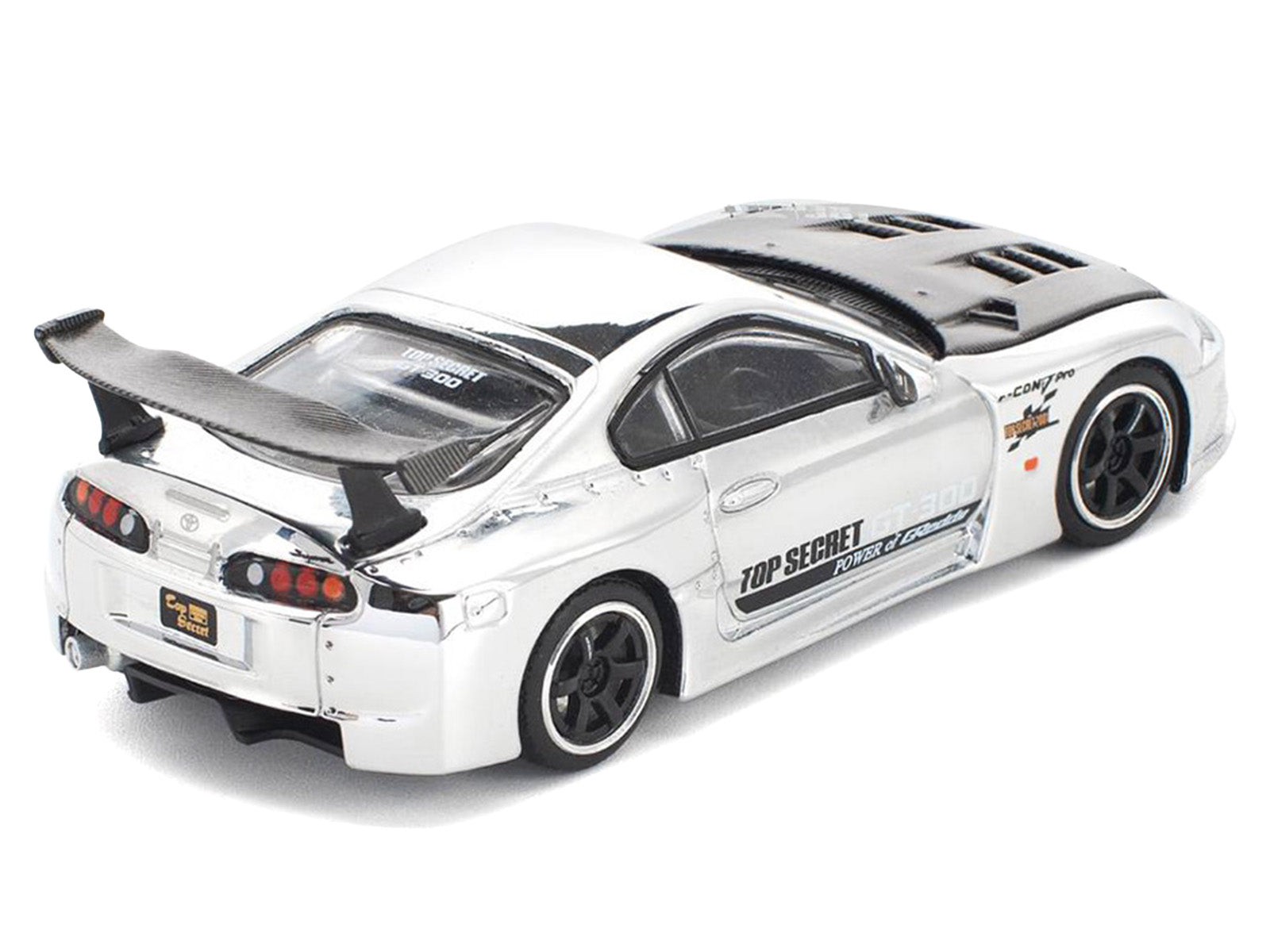 Toyota Supra "Top Secret" GT300 RHD (Right Hand Drive) Silver Chrome 1/64 Diecast Model Car by Pop Race - image 4