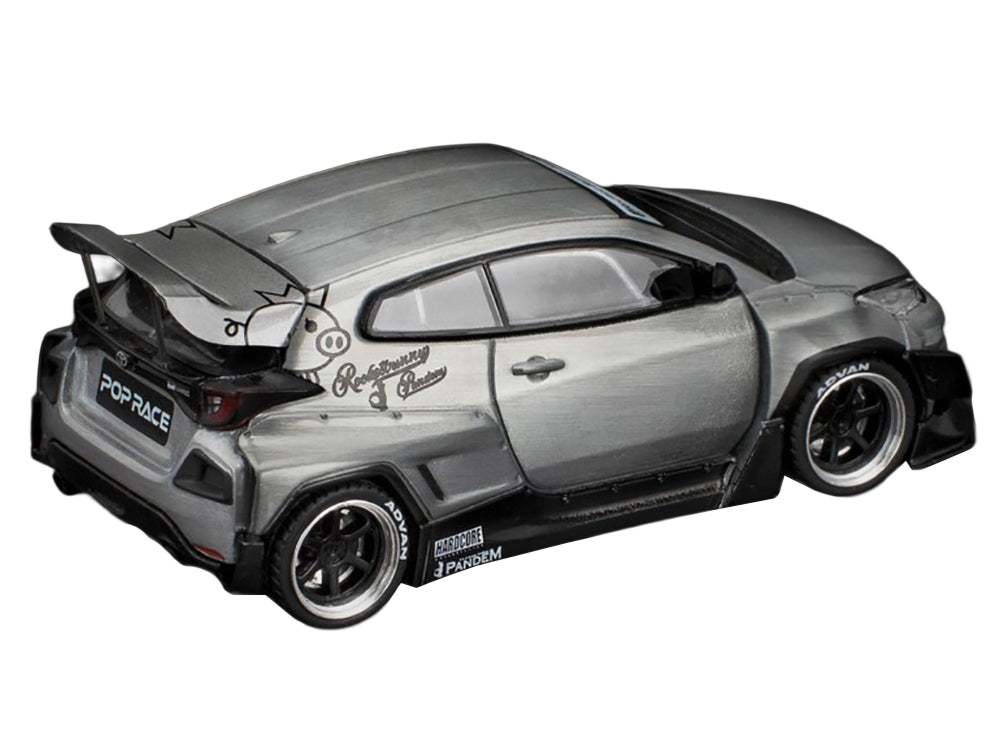 Toyota "Pandem" GR Yaris RHD (Right Hand Drive) Raw Metal 1/64 Diecast Model Car by Pop Race - image 3