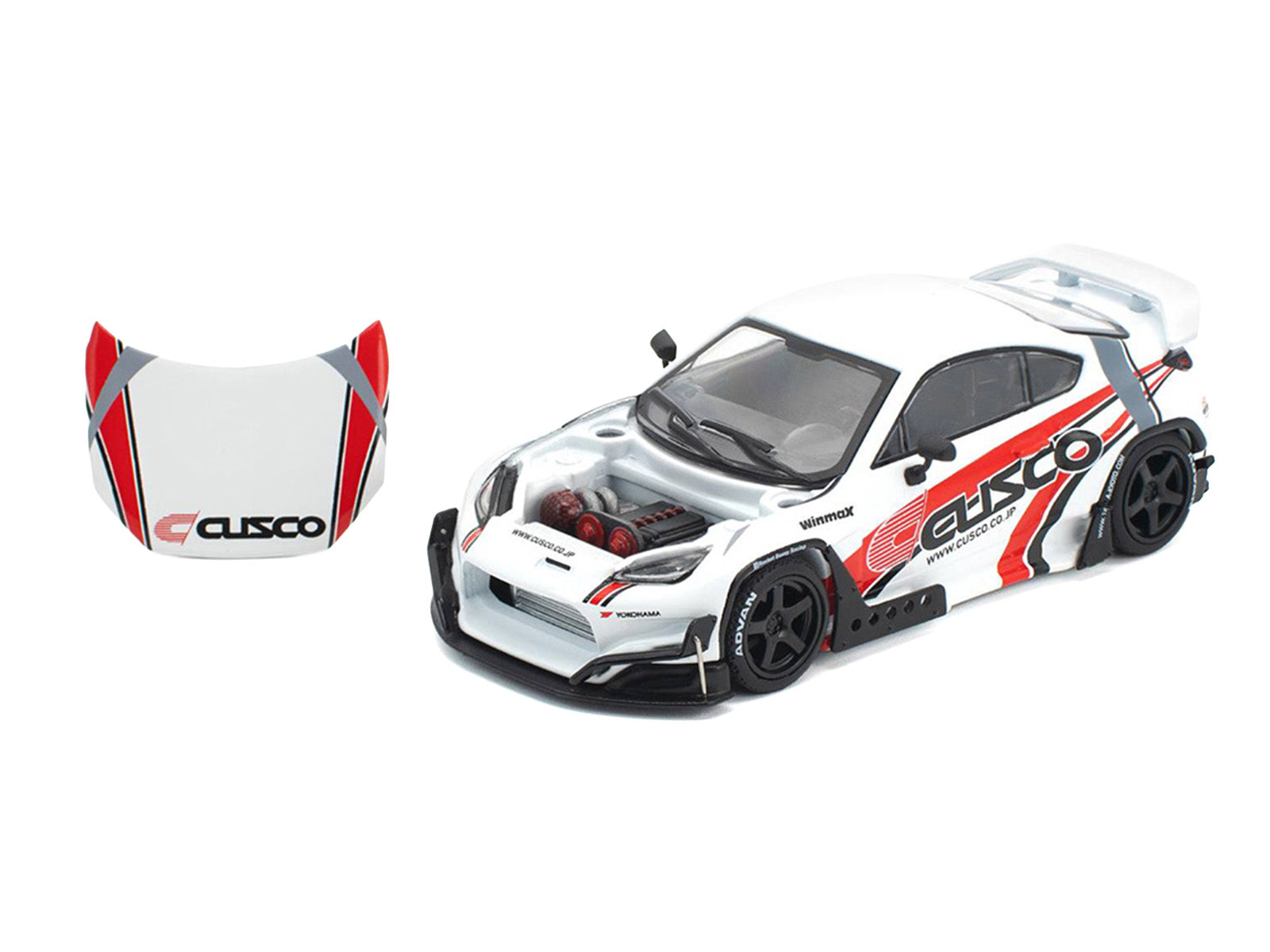 Toyota Pandem GR86 "Cusco" White with Racing Graphics 1/64 Diecast Model Car by Pop Race