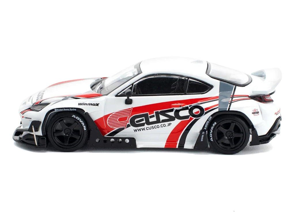 Toyota Pandem GR86 "Cusco" White with Racing Graphics 1/64 Diecast Model Car by Pop Race