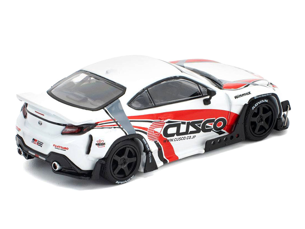 Toyota Pandem GR86 "Cusco" White with Racing Graphics 1/64 Diecast Model Car by Pop Race