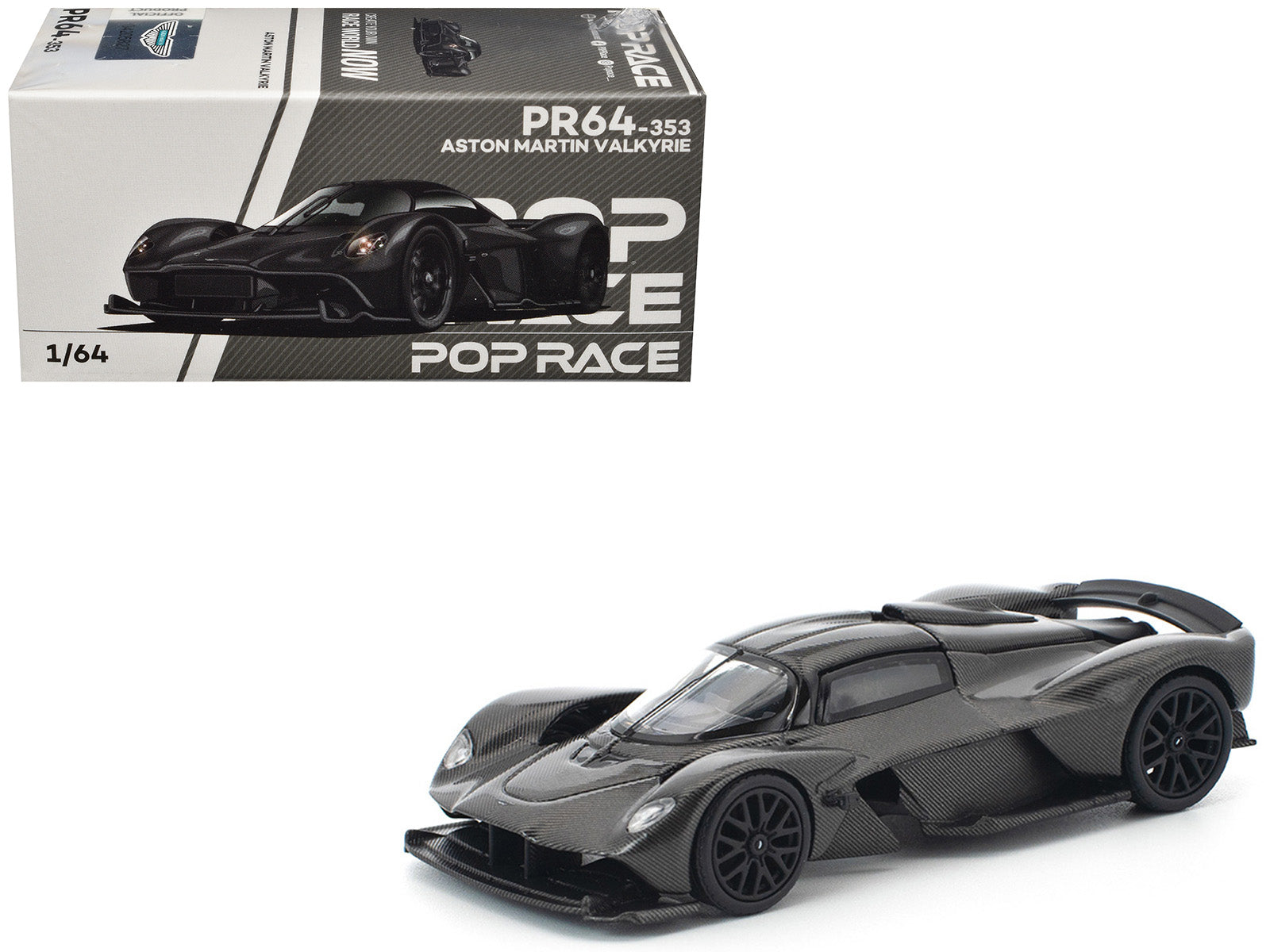 Aston Martin Valkyrie Carbon Fiber 1/64 Diecast Model Car by Pop Race