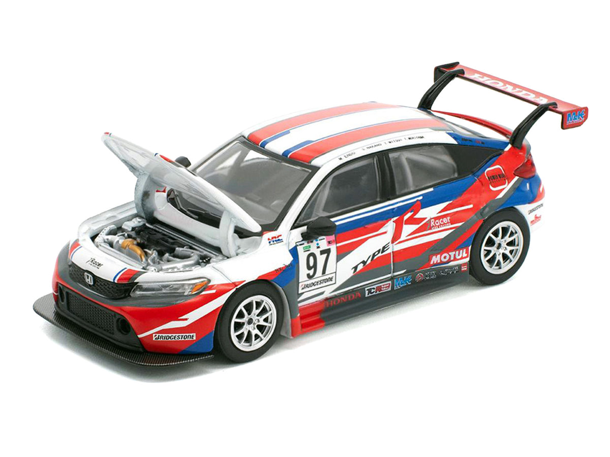 Honda Civic Type R TCR #97 "M&K Racing" White with Blue and Red Graphics 1/64 Diecast Model Car by Pop Race - image 2