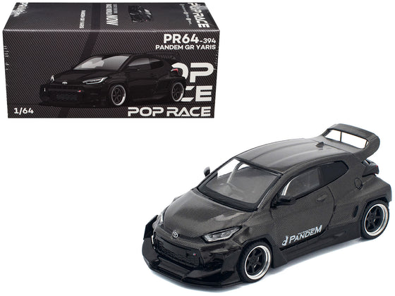 Toyota "Pandem" GR Yaris RHD (Right Hand Drive) Carbon Fiber 1/64 Diecast Model Car by Pop Race