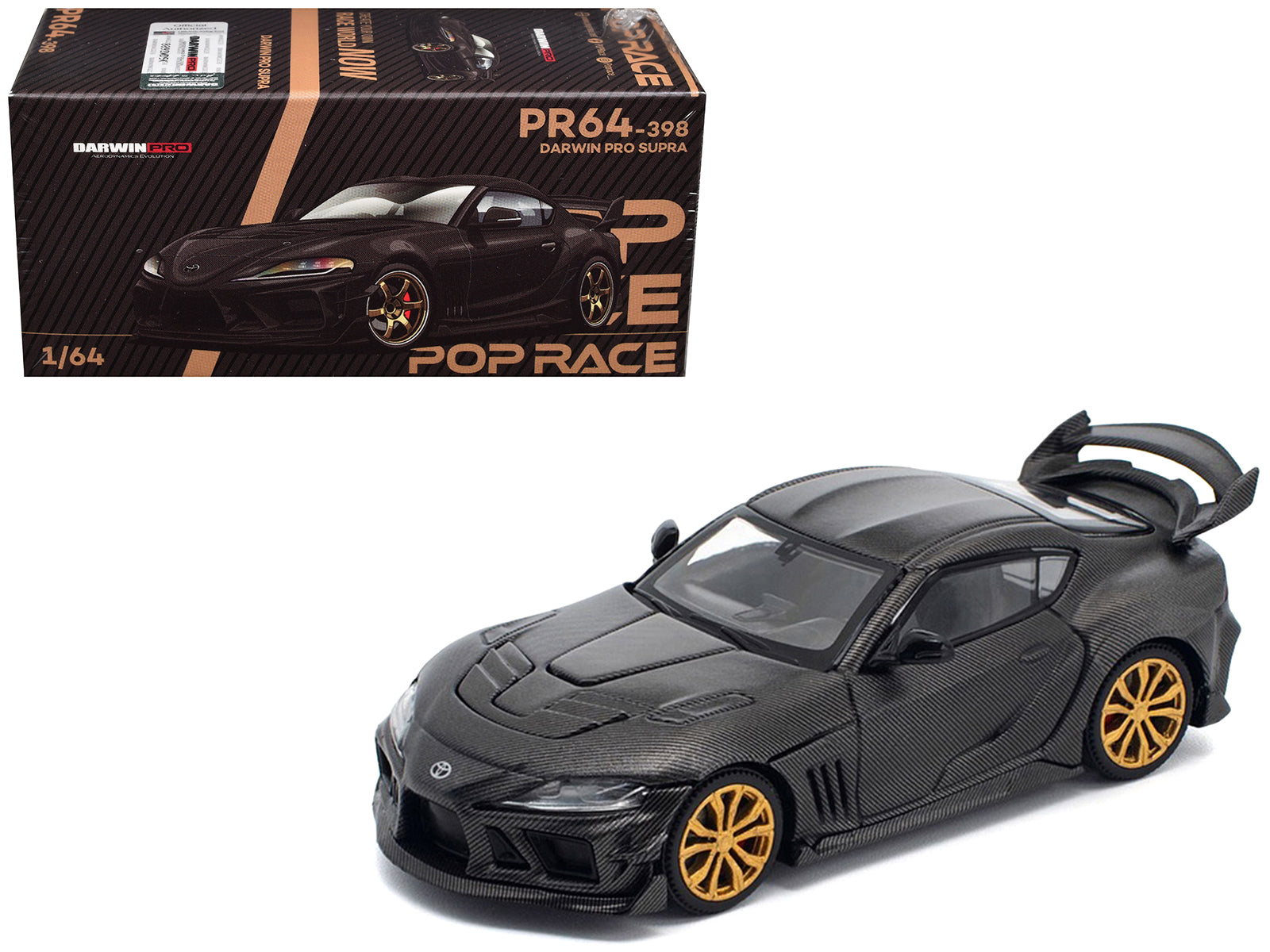 Toyota DarwinPro 66G WBK Supra A90 Full Carbon 1/64 Diecast Model Car by Pop Race