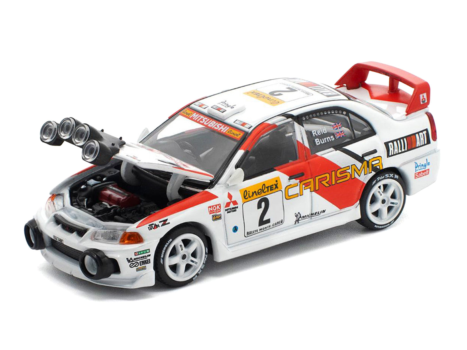 Mitsubishi Lancer Evolution IV RHD (Right Hand Drive) #2 Richard Burns - Robert Reid "Monte Carlo Rally" (1998) 1/64 Diecast Model Car by Pop Race