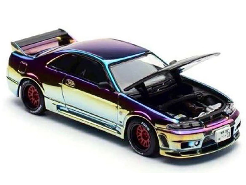 Skyline GT-R (R33) RHD (Right Hand Drive) Chameleon Chrome with Carbon Hood "APA XPO 2025 Exclusive" 1/64 Diecast Model Car by Pop Race - image 2