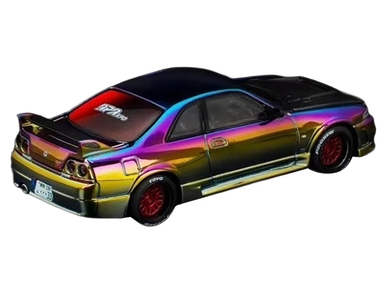 Skyline GT-R (R33) RHD (Right Hand Drive) Chameleon Chrome with Carbon Hood "APA XPO 2025 Exclusive" 1/64 Diecast Model Car by Pop Race - image 4
