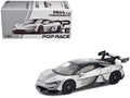 Yangwang U9 Silver Metallic with Black Top and Stripes 1/64 Diecast Model Car by Pop Race