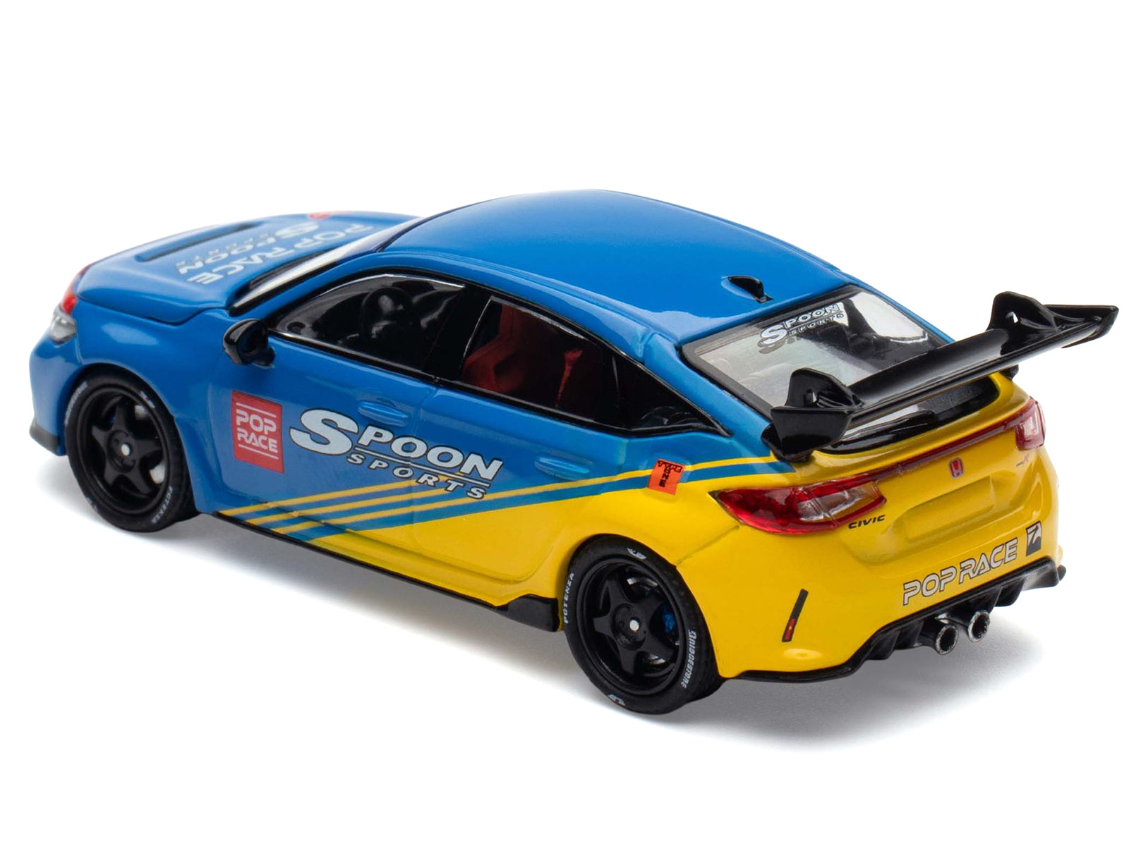 Honda Civic Type R FL5 "Spoon Sports" Blue and Yellow "Tokyo Auto Salon - Hong Kong 2025" 1/64 Diecast Model Car by Pop Race - image 5