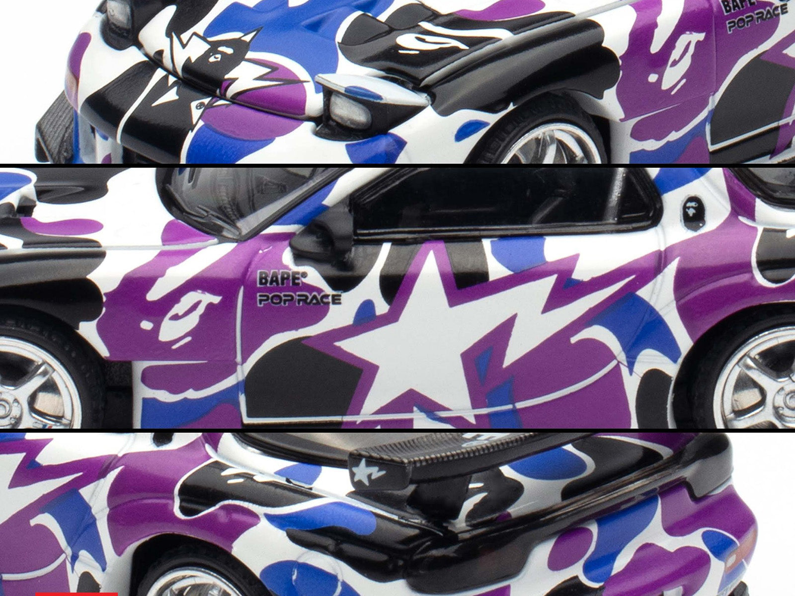 Mazda RX-7 (FD3S) RHD (Right Hand Drive) "BAPE (A Bathing Ape)" Purple Camouflage 1/64 Diecast Model Car by Pop Race - image 3