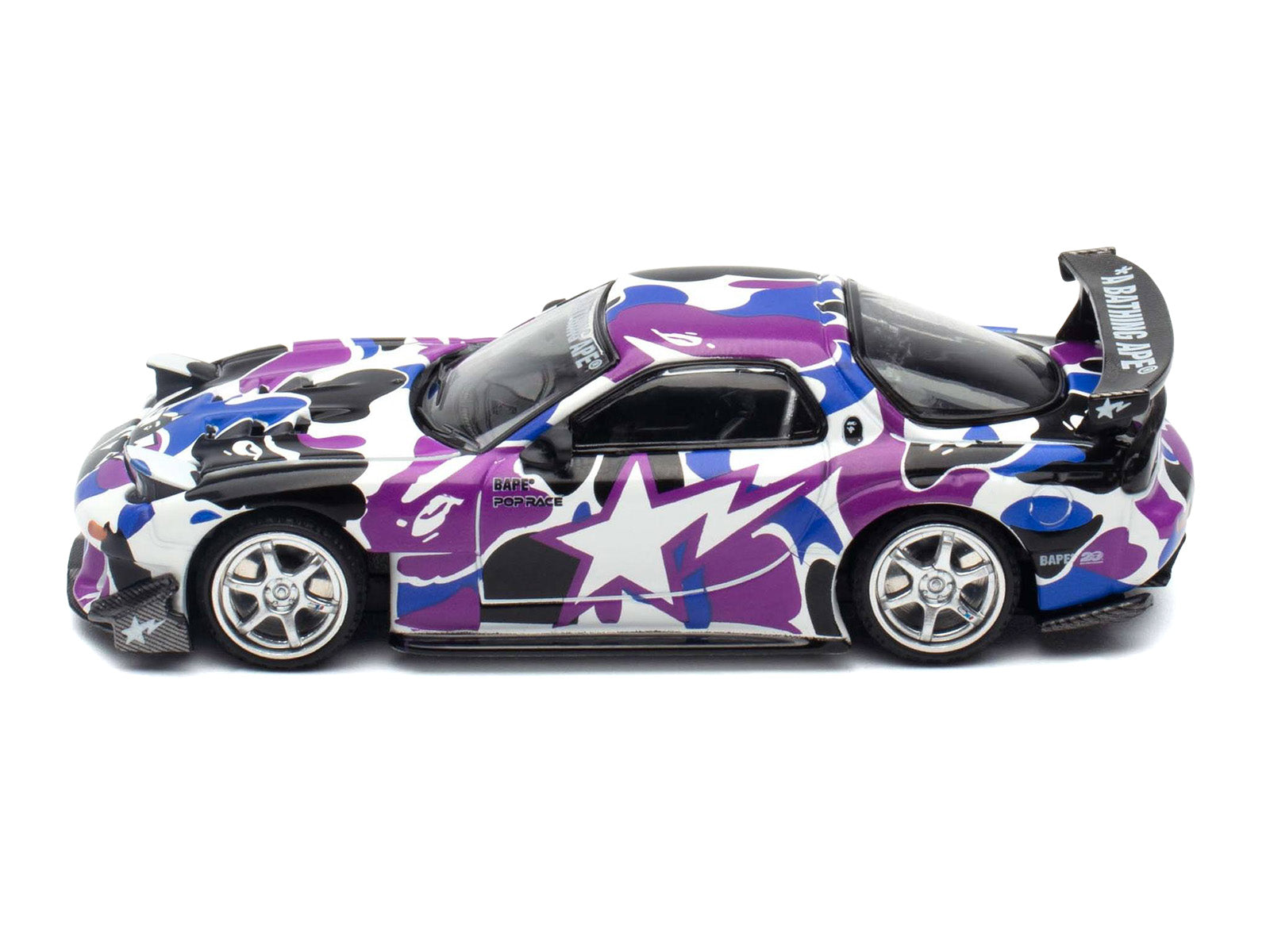 Mazda RX-7 (FD3S) RHD (Right Hand Drive) "BAPE (A Bathing Ape)" Purple Camouflage 1/64 Diecast Model Car by Pop Race - image 2